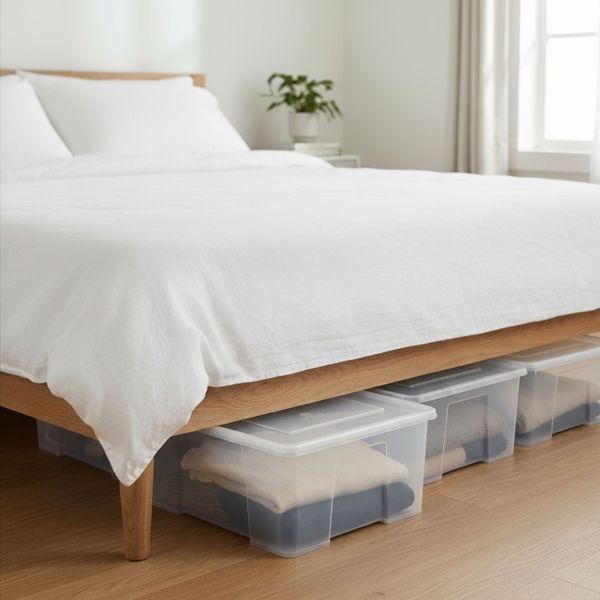 totes under a bed