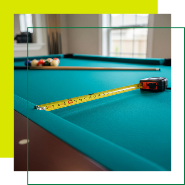 Measuring a pool table. Measuring a pool table.