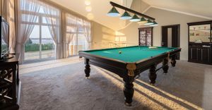 pool table in a room