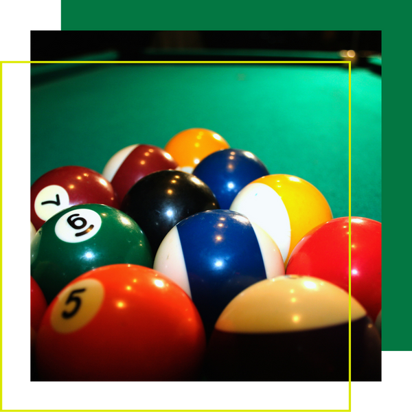 racked billiard balls