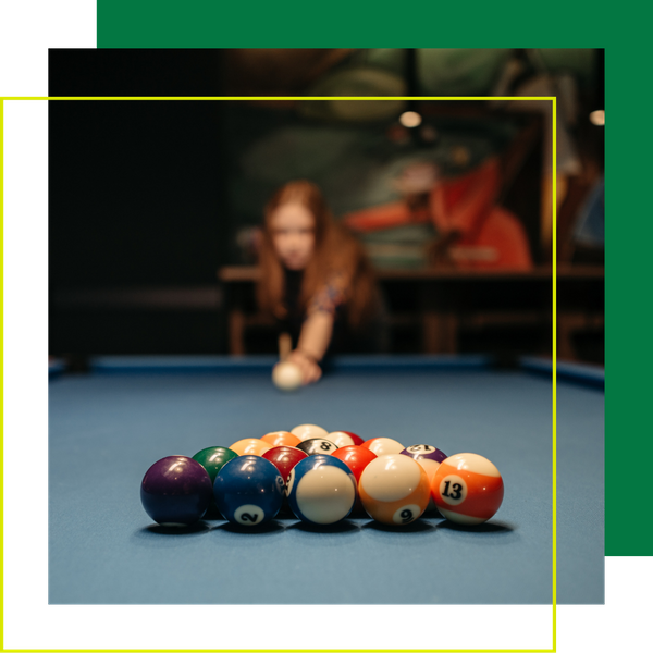 Billiard balls in formation. Billiard balls in formation.