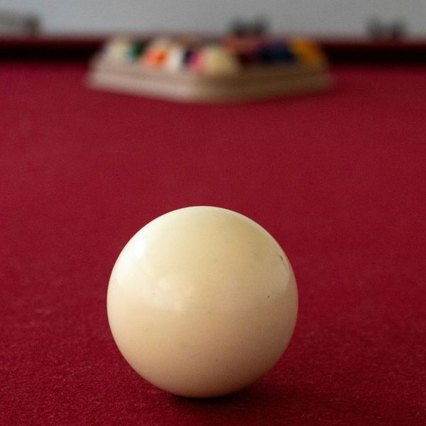 cue ball on a pool table