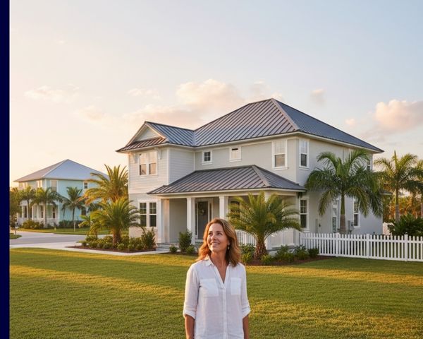 Woman standing in front of a nice Florida property