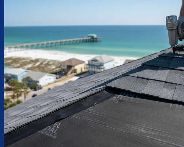 close up of roof being installed 
