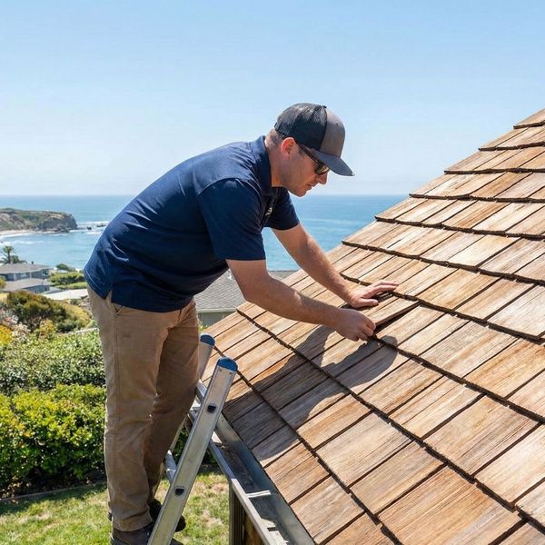 roofer fixing missing shingle