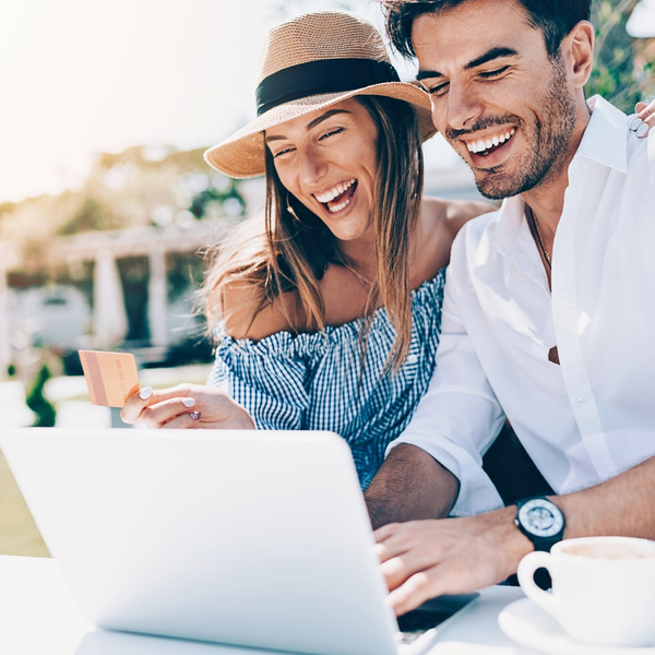 couple using laptop