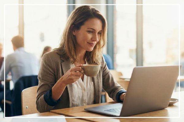 woman looking at a computer