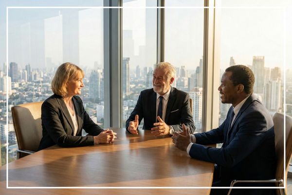 group of professionals talking