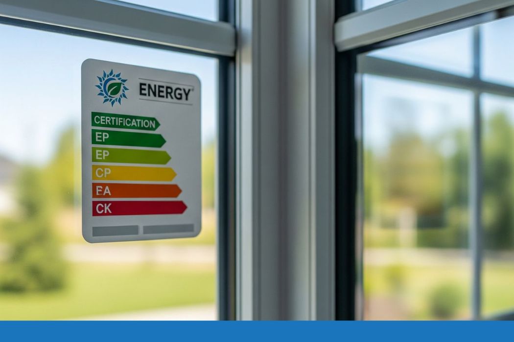 Close-up of an energy-efficient window label
