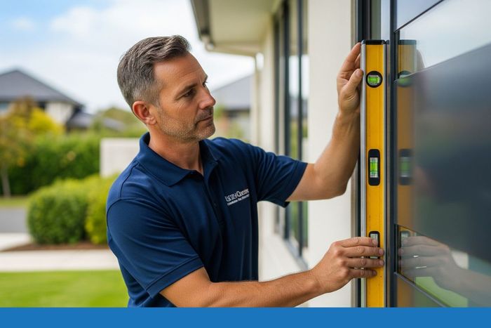 Professional installing a new window Professional installing a new window