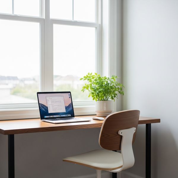 Minimalist home office setup in a bright apartment corner