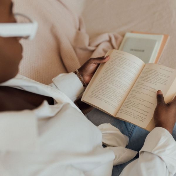 woman reading a book