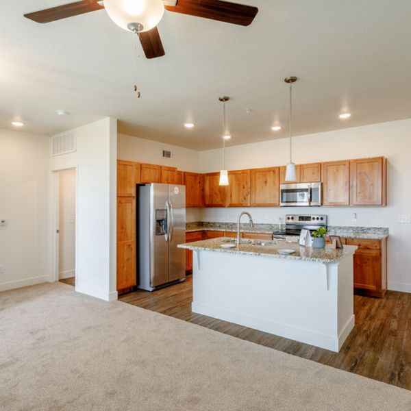 living room and kitchen