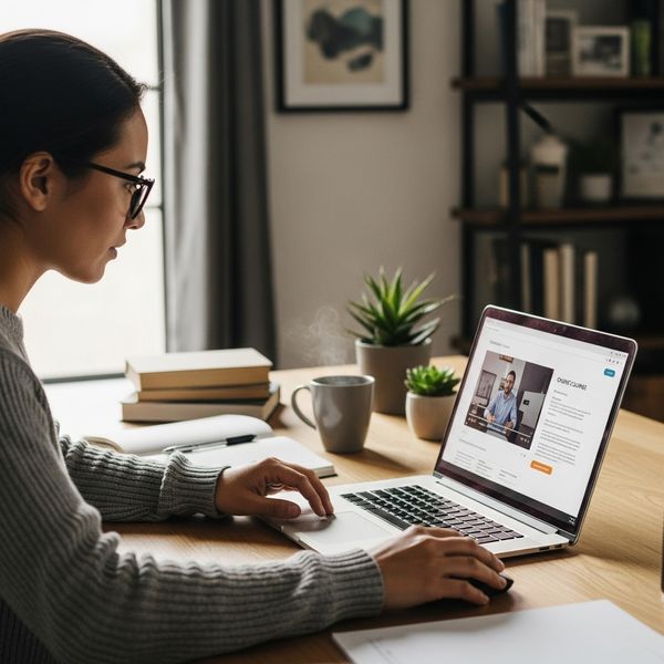 person taking a course to learn a new language
