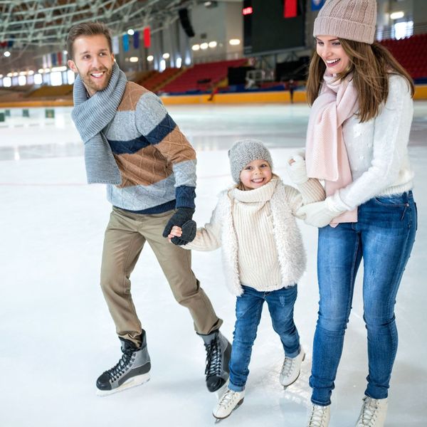 Family at ice rink
