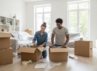 couple packing boxes to move