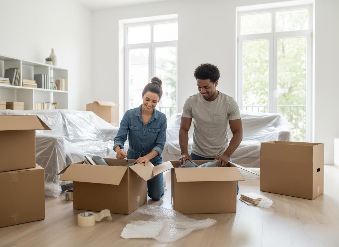 couple packing boxes to move