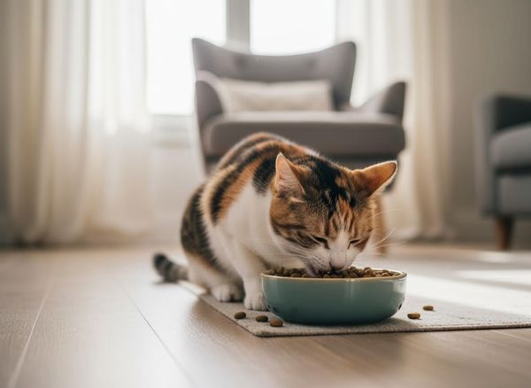 cat eating at its bowl