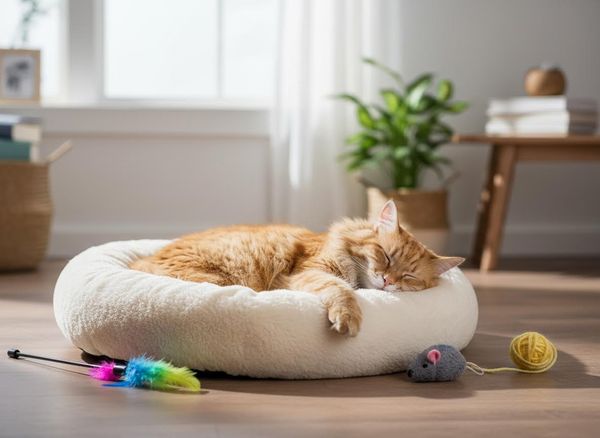 cat bed with toys