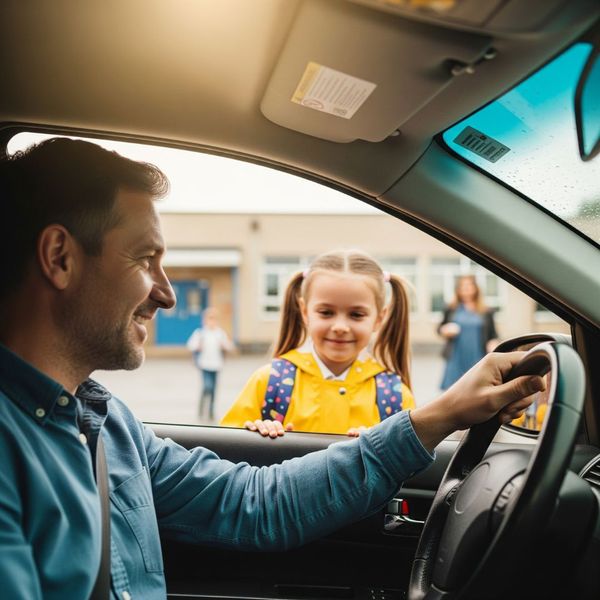 father dropping his daughter off at school father dropping his daughter off at school