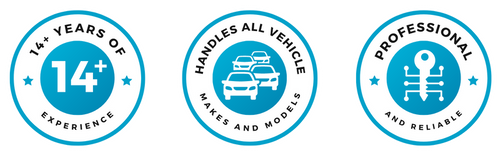  Badge 1: 14+ Years of Experience  Badge 2: Handles All Vehicle Makes and Models  Badge 3: Professional and Reliable