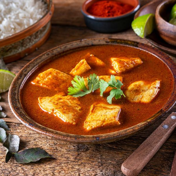 fish curry in bowl