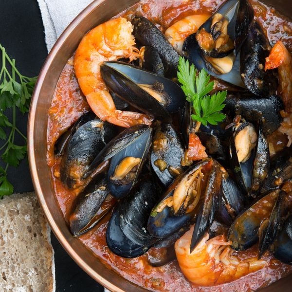Shrimp and mussels dish