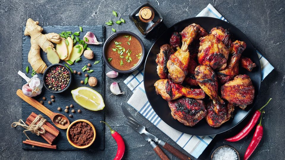 spread of traditional Caribbean food