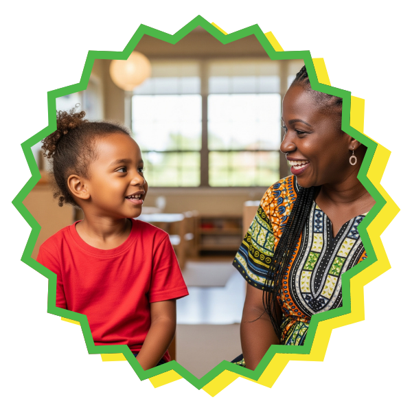 a student smiling at her teacher Creole Speaking Daycare.png