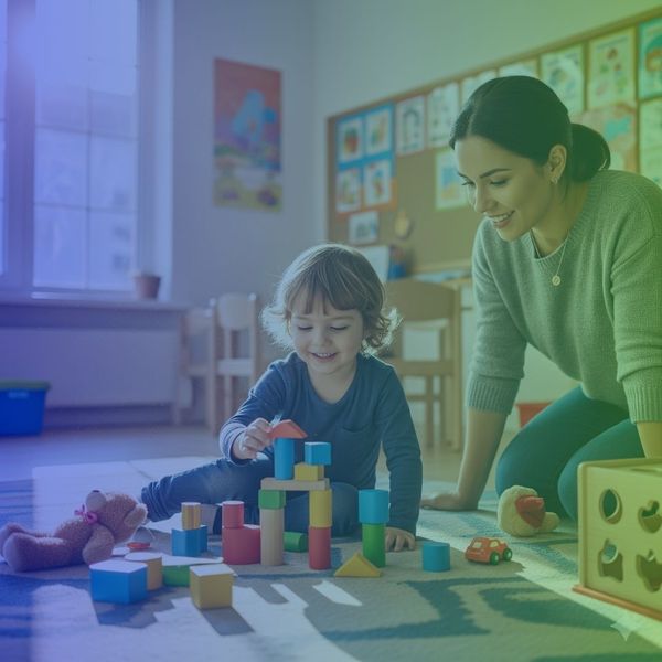 Child care professional with toddler