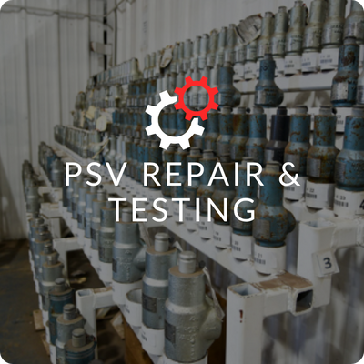 image of psv pipes with an icon of 2 gears with the text "psv repair & testing" overlayed