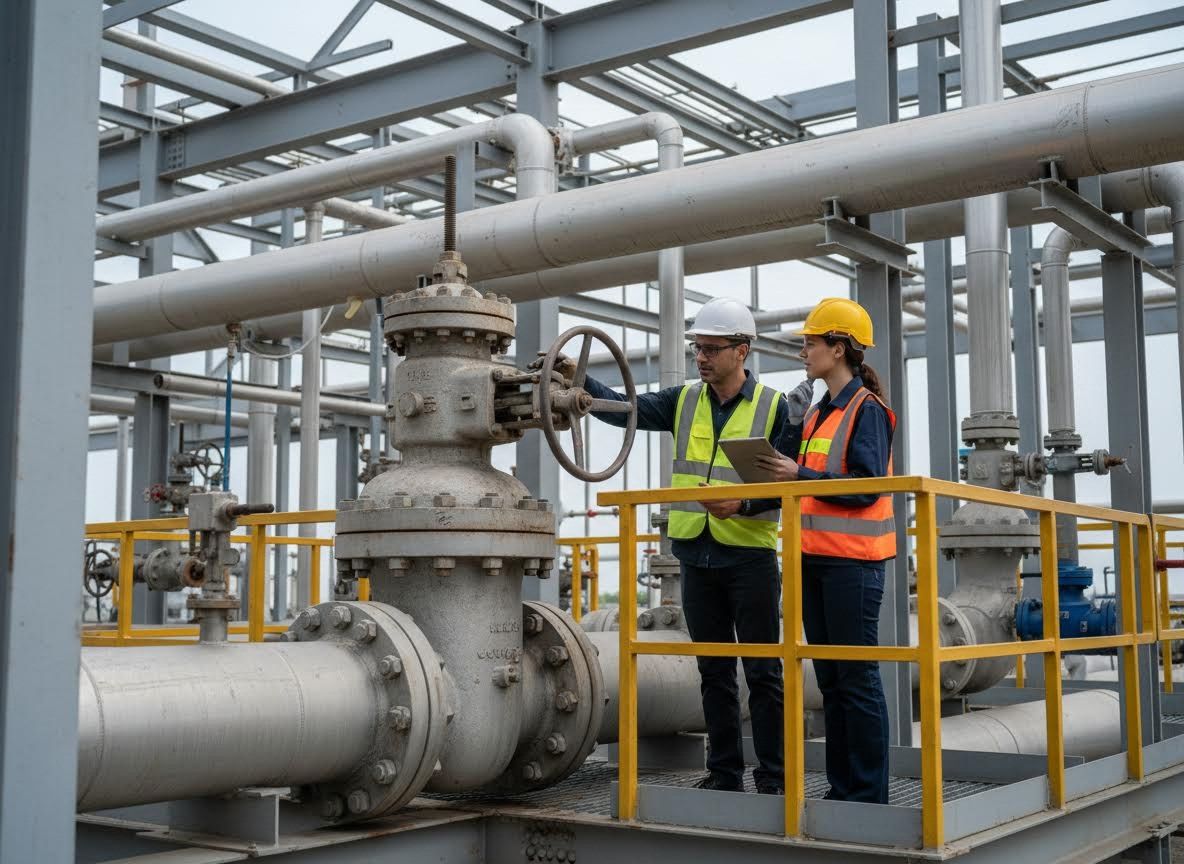 Industrial Engineers Inspecting Plant Machinery
