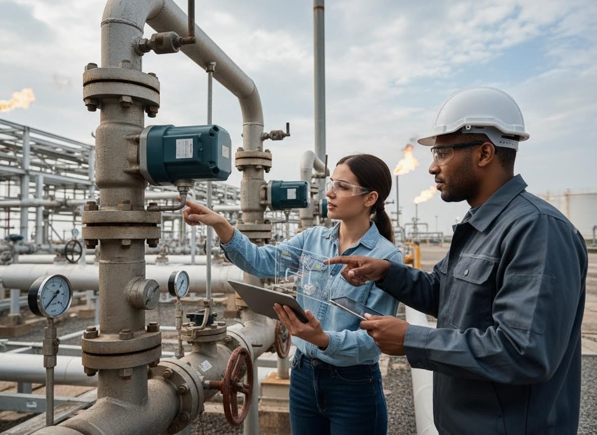 Engineers inspecting industrial equipment