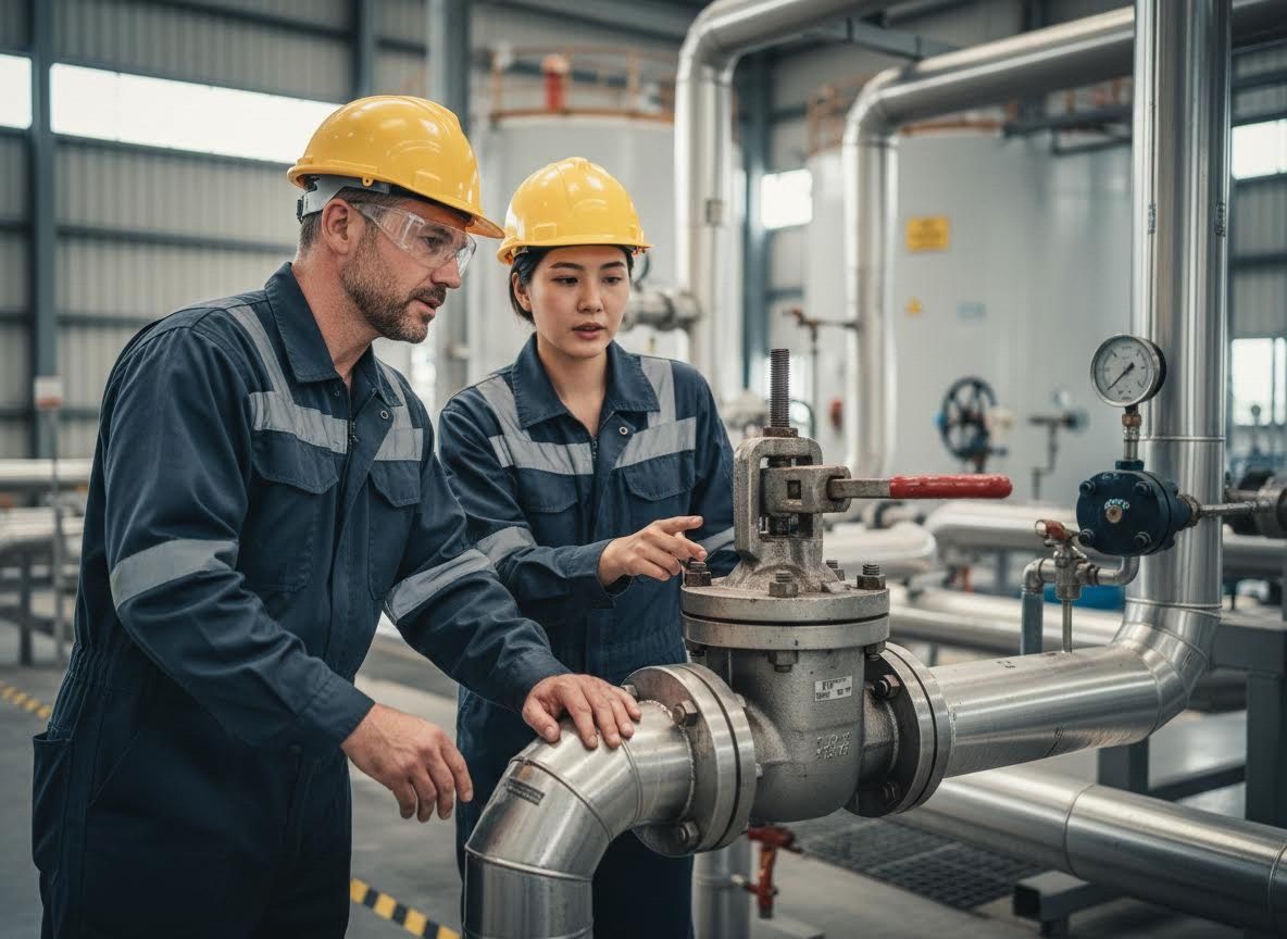 Engineers Inspecting Industrial Plant Equipment