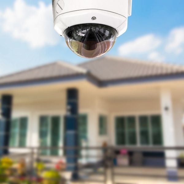 modern video camera outside of a home