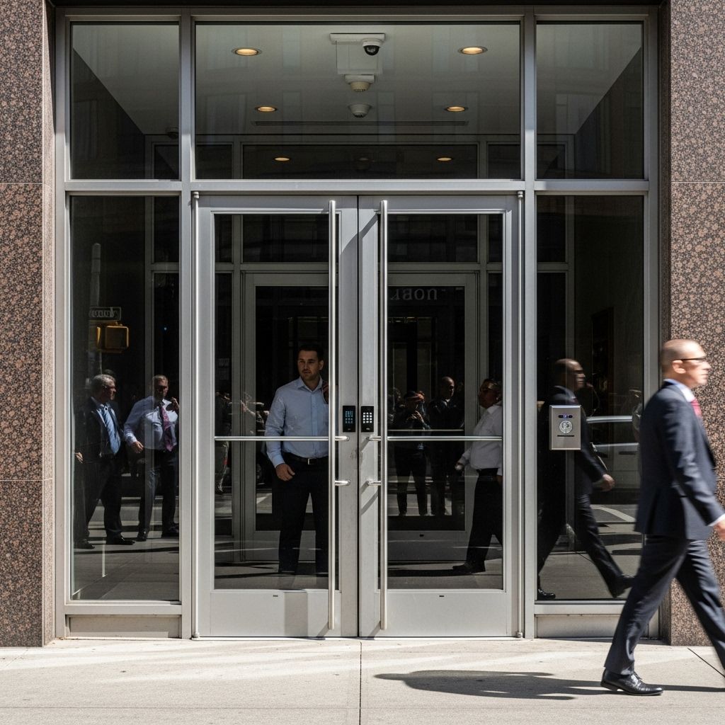 A secure commercial storefront entrance representing high-traffic durability