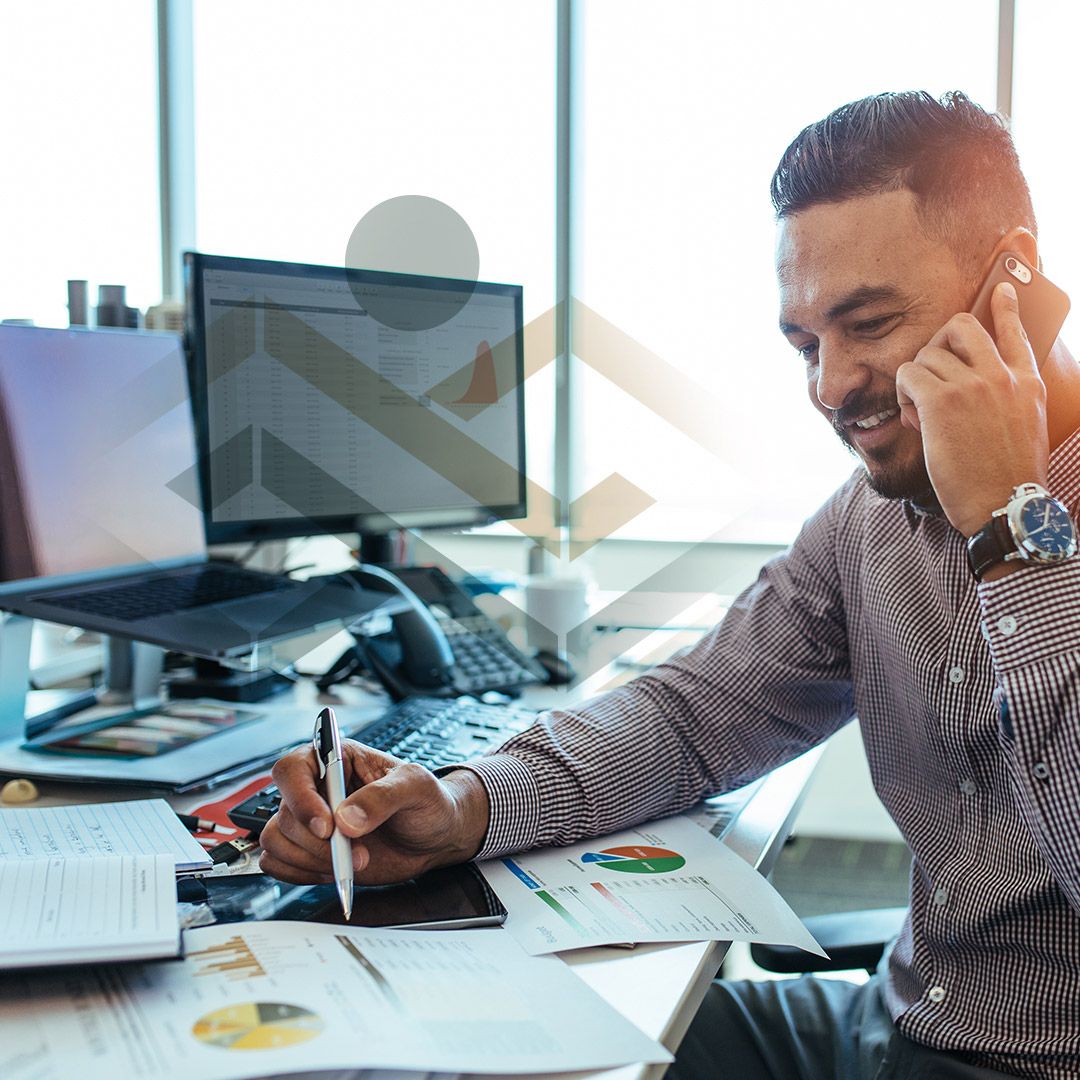 Man doing business at his desk