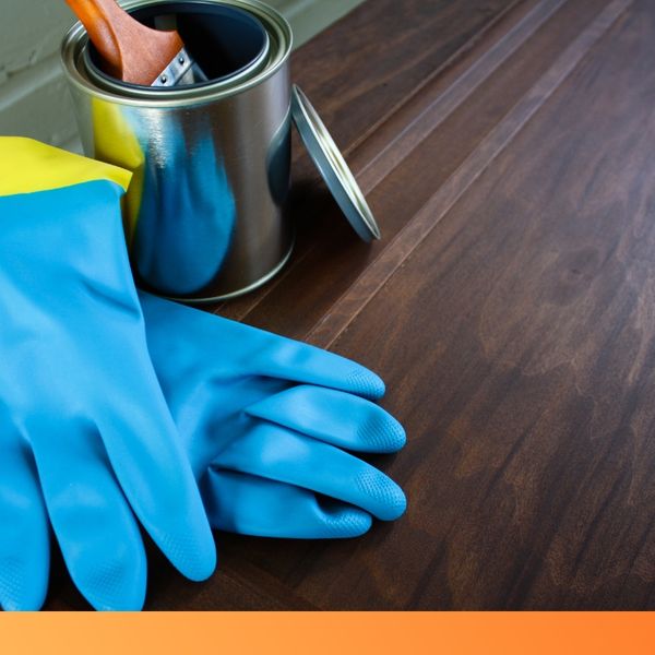 Gloves and brush on top of wood door