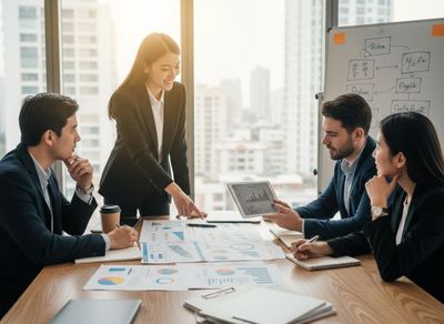 Business Team Analyzing Data in a Meeting