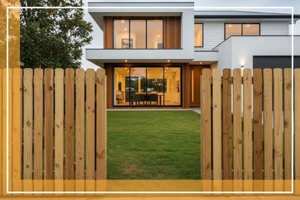 custom wood fence in front of home custom wood fence in front of home