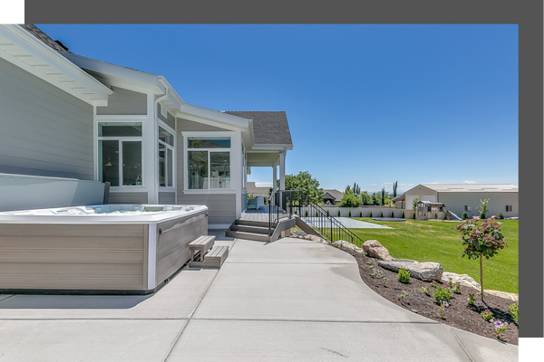 concrete patio in backyard