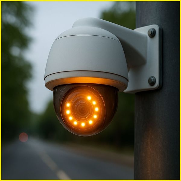 residential security camera at night