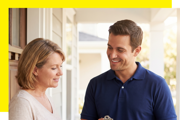 speaking to homeowner