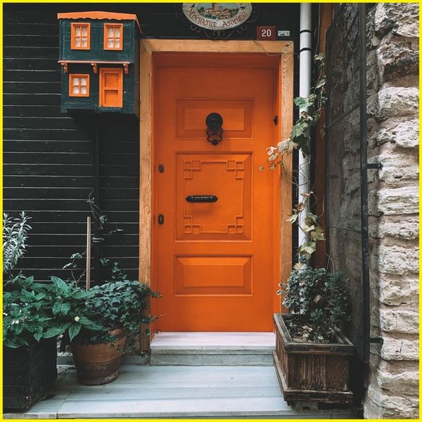 front door with smart lock