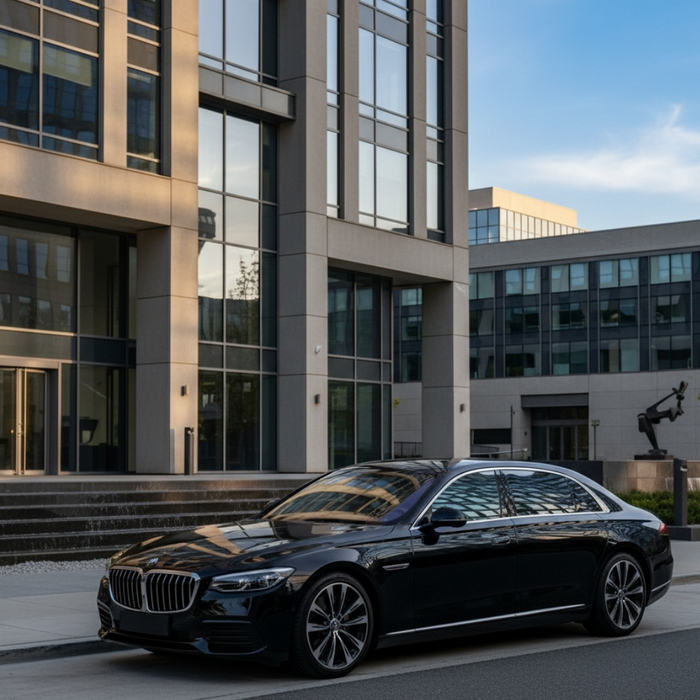 Parked black luxury car