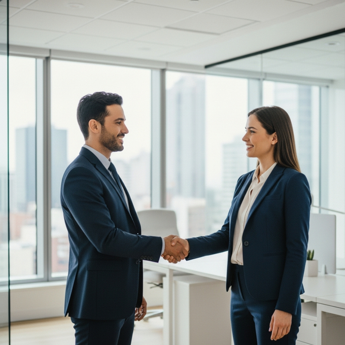 Business professionals shaking hands