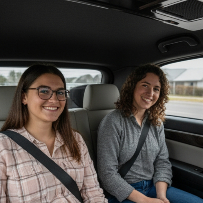 Women enjoying a guided tour in a private luxury vehicle