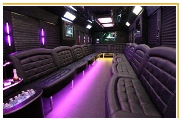 F550 limo interior, pink floor lighting