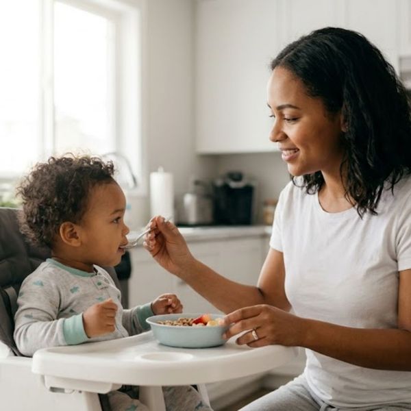 feeding toddler breakfast