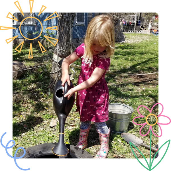 girl watering garden